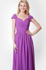 Gerüschtes Reißverschluss A-Line Chiffon bodenlanges romantisches Brautjungfernkleid - 5