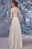 Abito da Sposa A-Line con Bottone in Chiffon Seghettato Scollo in pizzo in Pizzo - 2