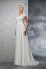 Robe de mariée longue intemporel en chiffon ligne a avec manche courte - 3