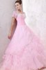 Herz-Ausschnitt Perlenbesetztes Duchesse-Linie Jugendweihekleid mit Rüschen - 1