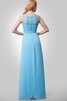 Reißverschluss Perlenbesetztes Chiffon a linie bodenlanges romantisches Brautjungfernkleid - 2