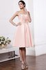 A Linie Elastischer Gewebter Satin Normale Taille Knielanges Kurzes Brautjungfernkleid - 20