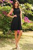 Robe demoiselle d'honneur courte naturel encolure ronde avec zip a-ligne - 2