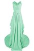 Robe demoiselle d'honneur naturel avec sans manches avec fronce avec chiffon avec zip - 1