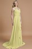 A-Linie Chiffon Ärmelloses Sweep Zug Nackenband Brautjungfernkleid - 13
