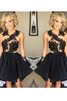 Chiffon A Linie Ärmelloses Mini Cocktailkleid mit Bordüre - 1