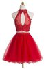 Robe fête de la rentrée courte manche nulle 2 pice en satin en tulle - 2