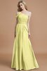 Robe demoiselle d'honneur naturel de princesse en chiffon jusqu'au sol a-ligne - 10