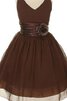 Robe de cortège enfant plissé v encolure textile en tulle avec sans manches avec zip - 1