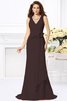 Robe demoiselle d'honneur naturel longue avec fleurs manche nulle de col en v - 5