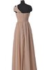 Ein Schulter A-Line Reißverschluss bodenlanges Brautjungfernkleid aus Chiffon - 3