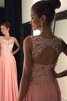 Prinzessin Schaufel-Ausschnitt Anständiges Abendkleid ohne Ärmeln mit Applikation - 2
