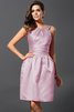 Robe demoiselle d'honneur naturel de princesse avec zip a-ligne en satin - 19