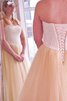 Robe de mariée naturel jusqu'au sol avec lacets textile en tulle manche nulle - 4