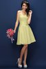 Normale Taille Drapiertes Mini Brautjungfernkleid mit Herz-Ausschnitt mit Plissierungen - 7