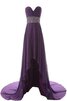 Abito da Damigella Cuore con Perline A-Line Asimmetrici Cerniera in Chiffon - 2