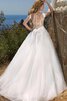 Robe de mariée naturel avec décoration dentelle avec nœud de traîne moyenne en tulle - 2