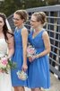 Sencillo Vestido de Dama de Honor en Gasa de Hasta la Rodilla de Plisado - 2