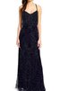 Perlenbesetztes A-Line Chiffon bodenlanges Elegantes Brautjungfernkleid - 1