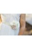 Abito da Cerimonia Bambini Lupetto con Piega con Fiore in Pizzo con Fiocco Naturale - 3