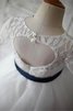 Prinzessin Halbe Ärmeln Ärmellos Bodenlanges Blumenmädchenkleid mit Blume - 5