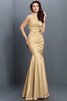 Vestido de Dama de Honor en Tafetán de Flores de Escote en V de Largo - 12