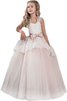 Robe de cortège enfant naturel manche nulle de mode de bal en tulle de col en cœur - 1