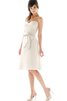 Robe demoiselle d'honneur de longueur à genou a-ligne ruché col en forme de cœur croisade - 4