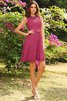 Robe demoiselle d'honneur courte naturel encolure ronde avec zip a-ligne - 5