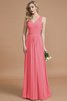 Prinzessin Normale Taille Bodenlanges Brautjungfernkleid aus Chiffon mit V-Ausschnitt - 33