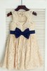 Normale Taille Schaufel-Ausschnitt Prinzessin Bodenlanges Blumenmädchenkleid mit Bordüre - 2