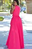Robe demoiselle d'honneur naturel avec chiffon avec perle de col en v manche nulle - 2