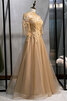 Abito da ballo naturale in tulle a-line in raso bello con perla - 2