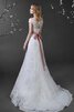 Abito da Sposa Vintage in pizzo con Bottone con Fusciacca con Manica Corte Fuori dalla spalla - 5