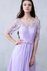 Halbe Ärmeln Chiffon A-Linie romantisches langes Brautjungfernkleid mit Plissierungen - 2