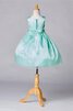Abito da Cerimonia Bambini in Organza Alla Caviglia Senza Maniche con Fiocco Tondo A-Line - 3