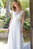 Abito da Sposa in pizzo con Fusciacca Profondo V-scollo in Chiffon A-Line Semplice - 5