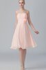 Abito da Damigella con Piega con Fiore Cuore in Chiffon A-Line Corto - 1