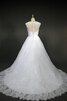 A-Line Juwel Ausschnitt normale Taille Spitze bodenlanges Brautkleid mit gekappten Ärmeln - 2