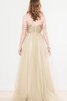Robe demoiselle d'honneur romantique distinguee jusqu'au sol textile en tulle d'epaule ecrite - 2