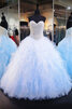 Ausgezeichnet Formelles Sittsames Quinceanera Kleid aus Satin mit Perlen - 1