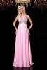 A Linie Chiffon Schaufel-Ausschnitt Bodenlanges Attraktives Abendkleid - 4