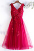 Absorbierend Dehnbarer Satin Formelles Romantisches Cocktailkleid mit Blume - 1