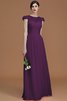 Abito da Damigella con Manica Corte decorato in Pizzo in Chiffon A Terra - 19