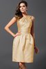 Satin Bateau Knielanges Brautjungfernkleid mit Natürlicher Taille mit Reißverschluss - 7