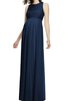 Robe demoiselle d'honneur collant avec chiffon avec sans manches longueur au ras du sol - 1