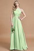 Natürliche Taile Prinzessin Reißverschluss Gerüschtes Bodenlanges Brautjungfernkleid - 32