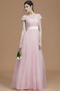 A Linie Prinzessin Normale Taille Brautjungfernkleid mit Schleife mit Gürtel - 28