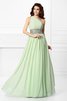 Abito da Sera A Terra in Chiffon Naturale A-Line Cerniera - 1