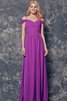 Robe demoiselle d'honneur elégant plissé d'epaule ecrite en chiffon a-ligne - 2
